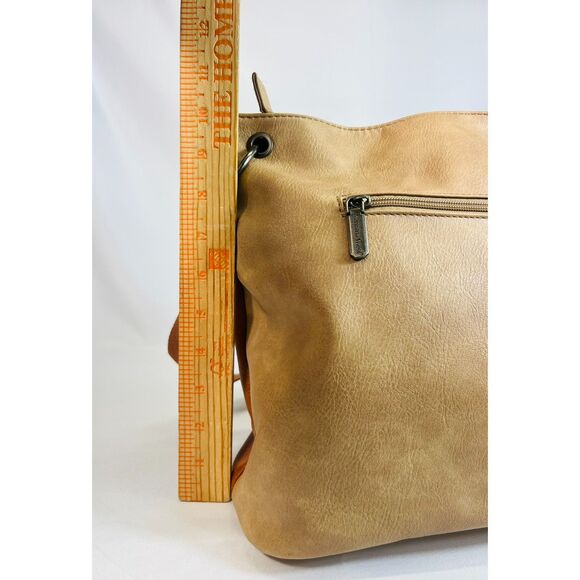 Montana West Conceal Two Tone Brown Vegan Leather Shoulder Crossbody Bag - Picture 9 of 10